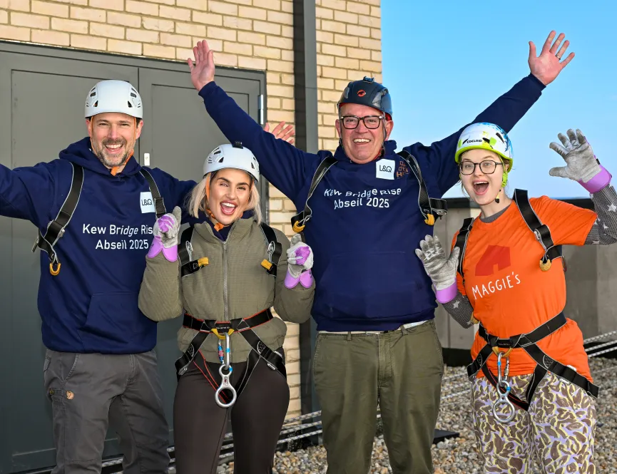 Hill and Maggies on rooftop celebration