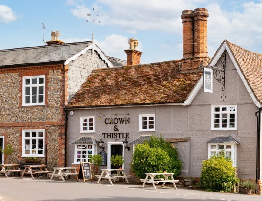 Pub on village street in Great Chesterford