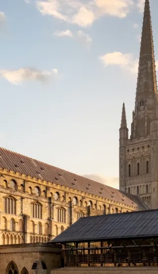 View of Norwich cathedral in the sun