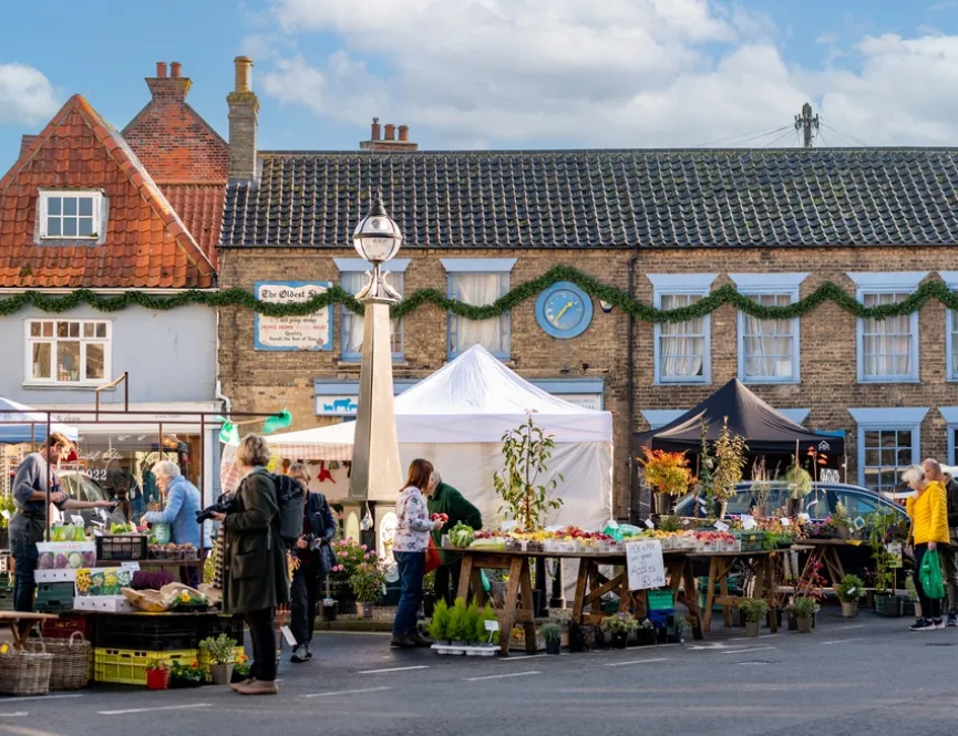 People shopping at a local outdoor market