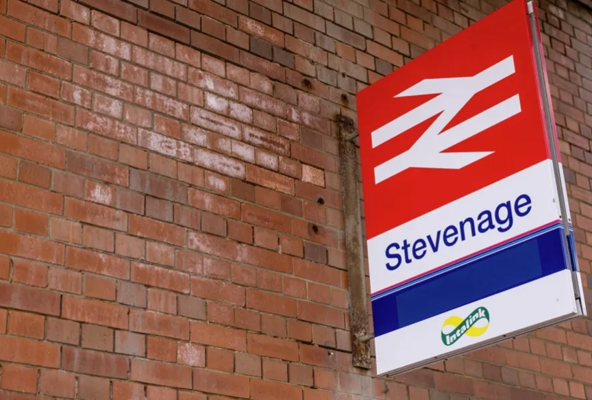 Stevenage railway station sign